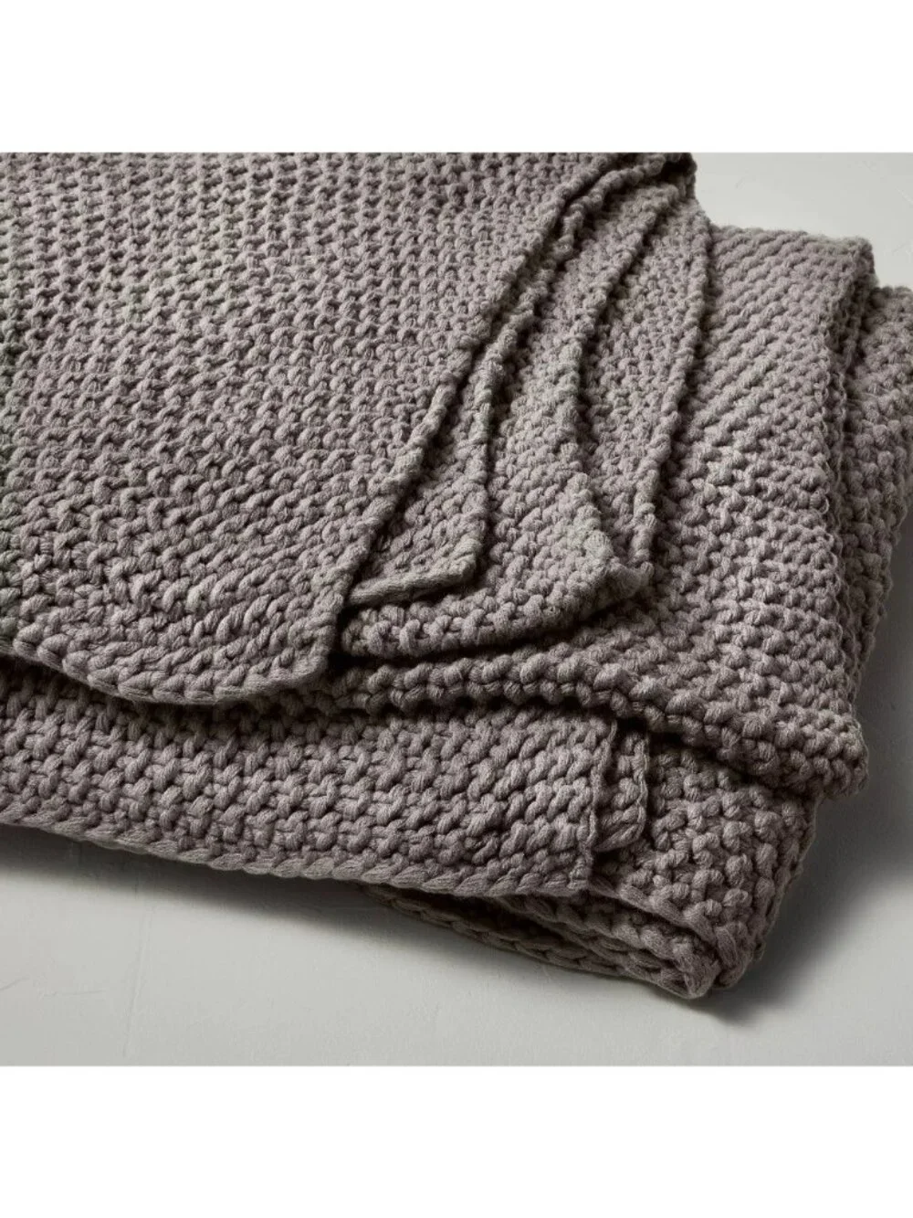 Casaluna King Size Chunky Sweater Knit Bed Blanket Dark Gray 108